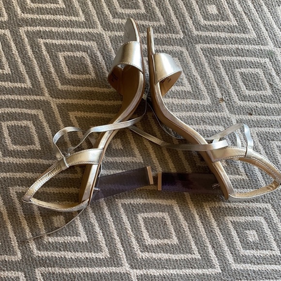 GUNMETAL Drea Silver Ankle Tie Clear Heels Sz 9.5 - Picture 12 of 16